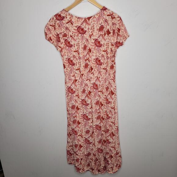 Knox Rose Boho Shirt Dress XL Low High Floral Button Front Tassel Belt Pink - Picture 2 of 13